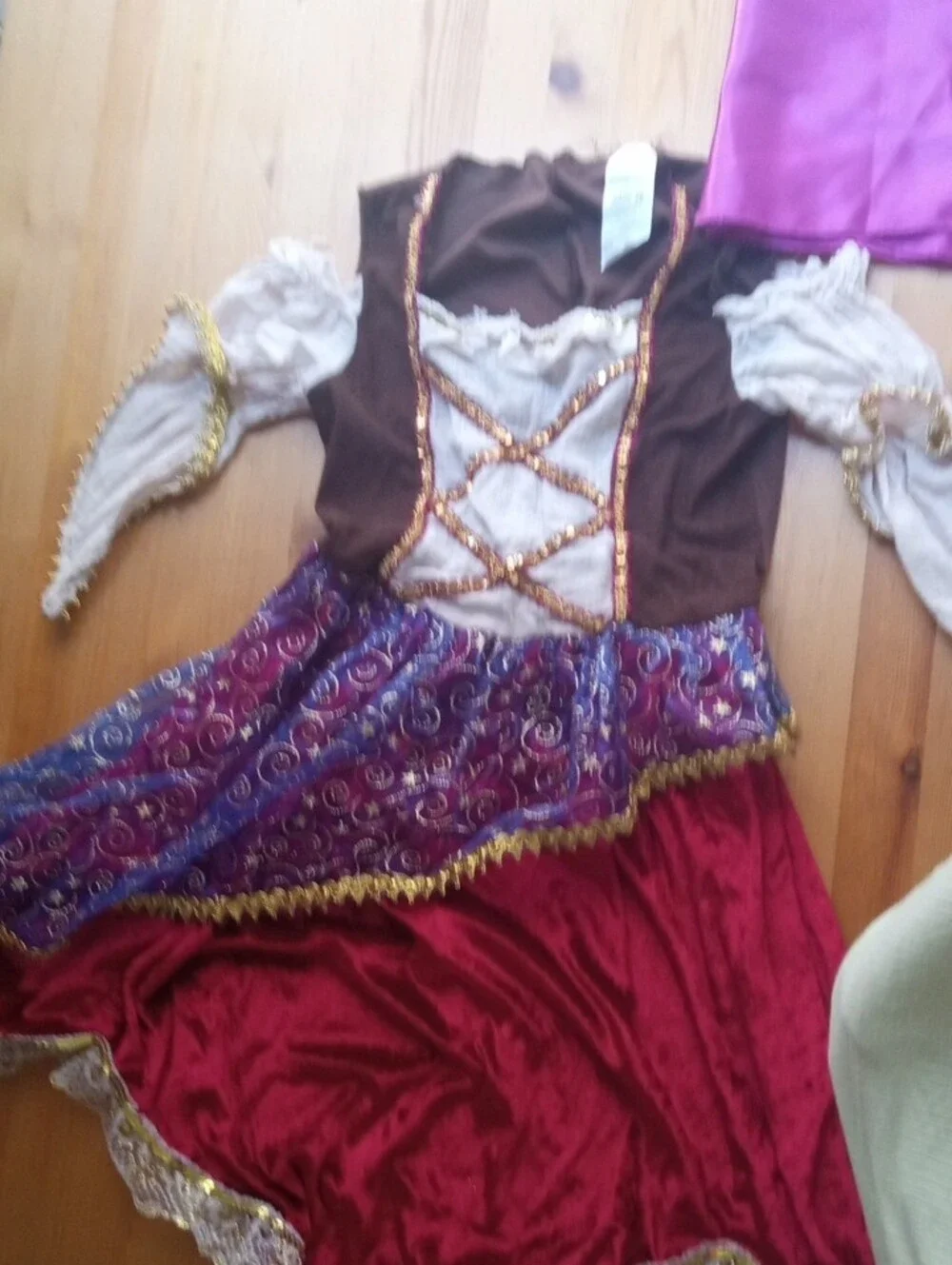 Girls Burgundy Pirate Gypsy Costume with Purple Sash